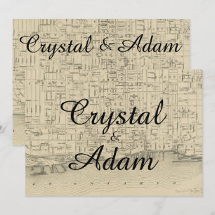 Vintage rustikale Toronto Karte Einladung Hochzeit