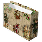 Vintage Rustikale Viktorianische Weihnachtsfeier Große Geschenktüte (Vorderseite Schrägansicht)