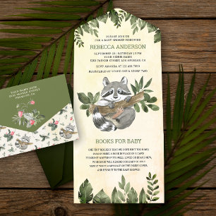 Vintage Rustikale Wald Waschbär Baby-Party All In One Einladung