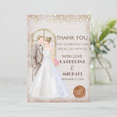 Vintage rustikale Wasserfarben Romantische Stringl Dankeskarte (Stehend Vorderseite)