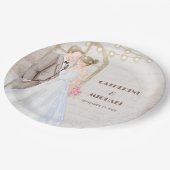 Vintage rustikale Wasserfarben Romantische Stringl Pappteller (Schrägansicht)