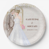 Vintage rustikale Wasserfarben Romantische Stringl Pappteller (Vorderseite)