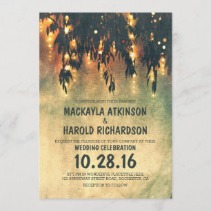 Vintage rustikale Weidenleuchten Hochzeit lädt ein Einladung