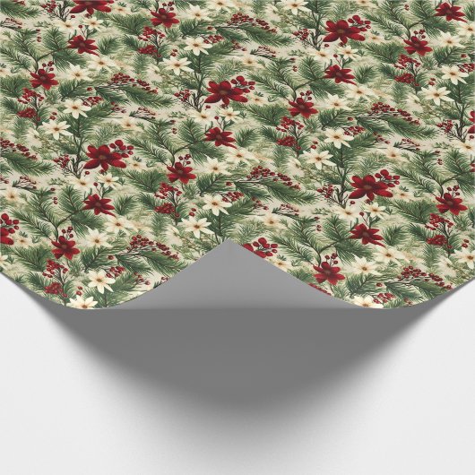 Vintage Rustikale Weihnachtsbaumzweige Muster Geschenkpapier (Ecke)