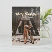 Vintage rustikale Weihnachtsfamilie Feiertagskarte (Stehend Vorderseite)