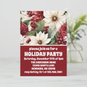 Vintage Rustikale Weihnachtsfeier Blume Feiertag Einladung (Stehend Vorderseite)