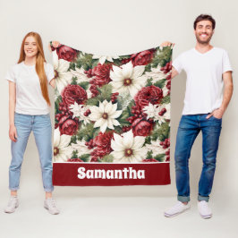 Vintage rustikale Weihnachtsfeiertage Blätter Must Fleecedecke