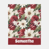 Vintage rustikale Weihnachtsfeiertage Blätter Must Fleecedecke (Vorderseite)