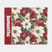 Vintage rustikale Weihnachtsfeiertage Blätter Must Fleecedecke (Vorderseite (Horizontal))