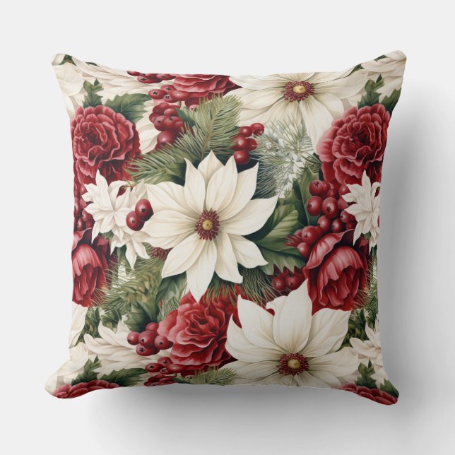 Vintage rustikale Weihnachtsfeiertage Blätter Must Kissen (Vorderseite)