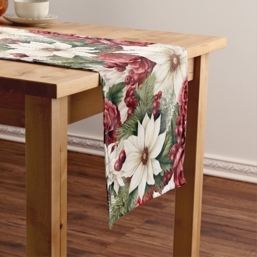 Vintage rustikale Weihnachtsfeiertage Blätter Must Kurzer Tischläufer (Beispiel)