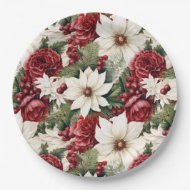 Vintage rustikale Weihnachtsfeiertage Blätter Must Pappteller