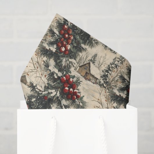 Vintage Rustikale Weihnachtsfeiertage Seidenpapier (Geschenk Tasche)