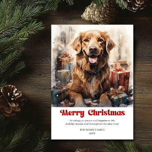 Vintage rustikale Weihnachtsszene klassische Hunde Feiertagskarte