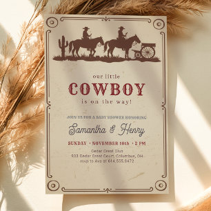 Vintage Rustikale Western Kleine Cowboy-Baby-Party Einladung