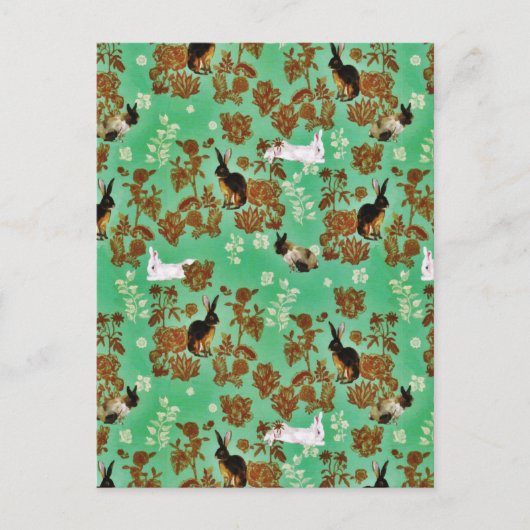 Vintage rustikale Woodland-Blume Bunny Rabbit Postkarte (Vorderseite)