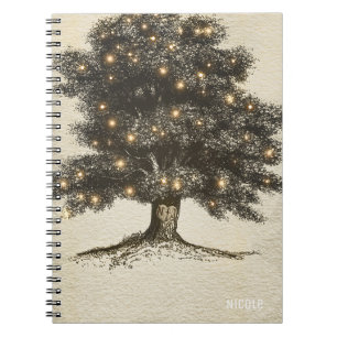 Vintage Rustikaler Baum & Lichter Benutzerdefinier Notizblock