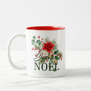 Vintage Rustikaler Französischer Joyeux Noel Zweifarbige Tasse