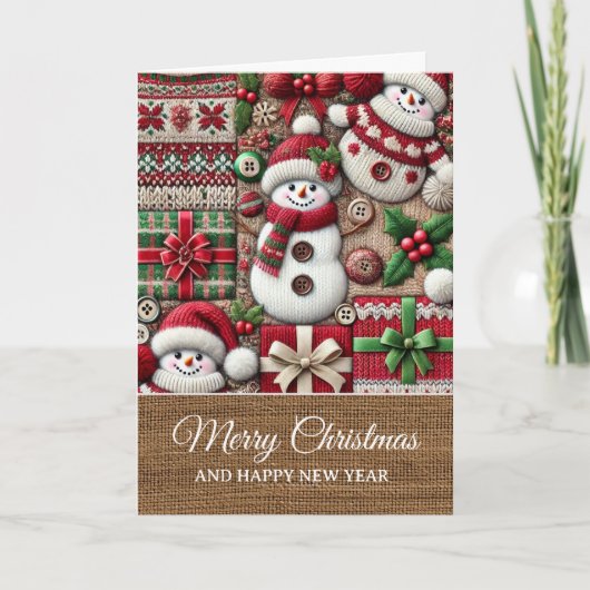Vintage Rustikaler hässlicher Weihnachtspullover W Karte (Vorderseite)