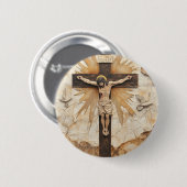 Vintage Rustikaler Jesus am Kreuz Button (Vorne & Hinten)