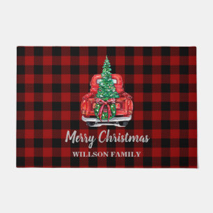 Vintage rustikaler retro-Tartan roter Weihnachts-L Fußmatte