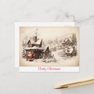 Vintage rustikaler Weihnachtsmann Postkarte