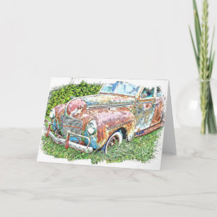 Vintage-Rustikales-Auto Grußkarte für jeden Anlass Karte