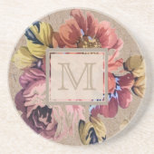 Vintage-Rustikales Blumenmonogramm Getränkeuntersetzer (Vorne)