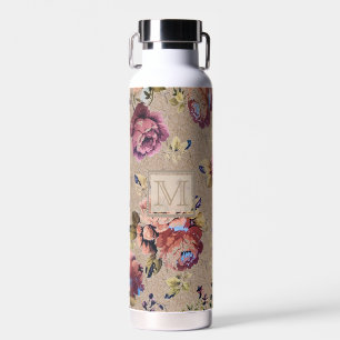 Vintage-rustikales Blumenmonogramm Trinkflasche