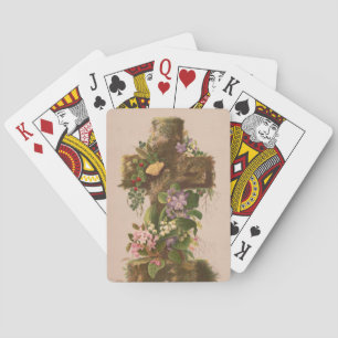 Vintage rustikales florales Kreuz, Osterkarte, Spielkarten