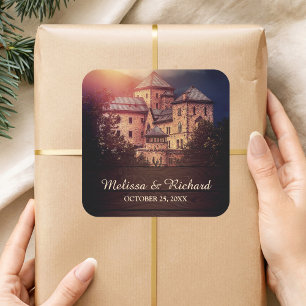 Vintage-rustikales Märchenschloss-Geschenk Quadratischer Aufkleber