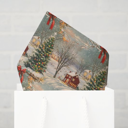 Vintage Rustikales Weihnachtsfest Seidenpapier (Geschenk Tasche)