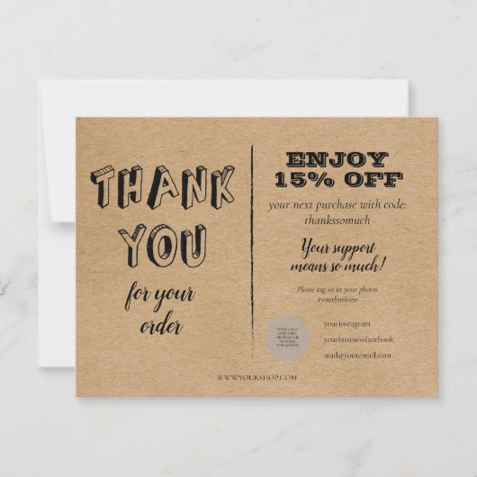 Vintage Rustikalkraft Vielen Dank für die Ermäßigu (Vorderseite)