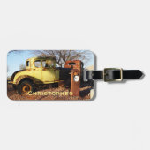 Vintage Rusty Yellow Custom Name Bag Gepäckanhänger (Vorderseite horizontal)