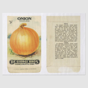 Vintage Saatgutpackzwiebeln und Anweisungen Seidenpapier