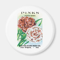 Vintage Saatgutverpackung Kunst, Pinks Nelke Blume
