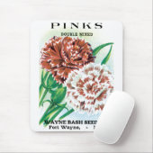 Vintage Saatgutverpackung Kunst, Pinks Nelke Blume Mousepad (Mit Mouse)