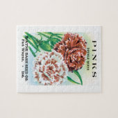 Vintage Saatgutverpackung Kunst, Pinks Nelke Blume Puzzle (Horizontal)