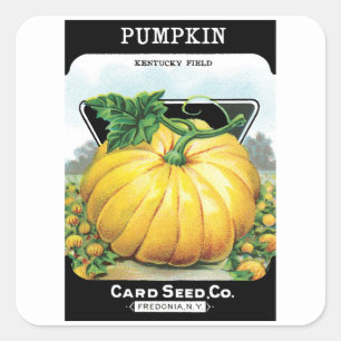 Vintage Saatpackkunst, Halloween Pumpkin Quadratischer Aufkleber