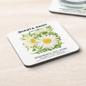 Vintage Saatpackung Kunst, Shasta Daisy Blume Getränkeuntersetzer (Linke Seite)