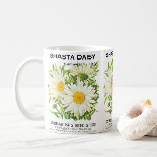 Vintage Saatpackung Kunst, Shasta Daisy Blume Kaffeetasse