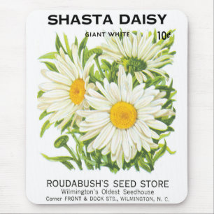 Vintage Saatpackung Kunst, Shasta Daisy Blume Mousepad