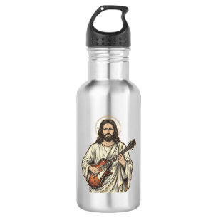 Vintage Sacred Guitarist Engraving Shirt Design_1 Edelstahlflasche