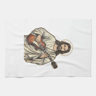 Vintage Sacred Guitarist Engraving Shirt Design_1 Geschirrtuch