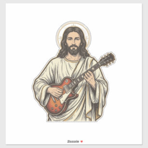 Vintage Sacred Guitarist Gravur Shirt Design_1 Aufkleber