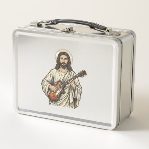 Vintage Sacred Guitarist Gravur Shirt Design_1 Metall Brotdose