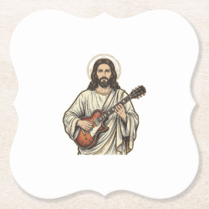 Vintage Sacred Guitarist Gravur Shirt Design_1 Untersetzer