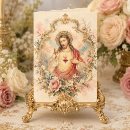 Vintage Sacred Heart Geburtstagssegen Karte