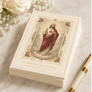 Vintage Sacred Heart Jesus Gebet Karte