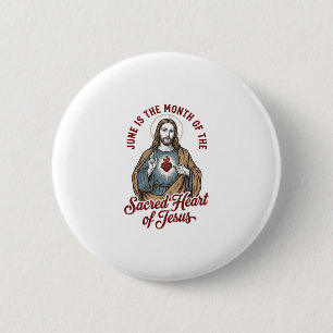Vintage Sacred Heart of Jesus Juni religiöses T-Sh Button